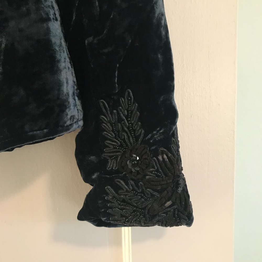 Sana | Blue Embroidered Velvet Jacket - Picture 4 of 8